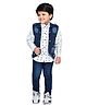 AJ Dezines Cotton Full Sleeves Abstract Printed 3 Piece Party Suit Set - Blue