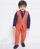 AJ Dezines Cotton Blend Full Sleeves Checked 3 Piece Party Suit Set With Bow - Gajri