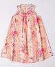 Pspeaches Georgette Sleeveless Floral Printed Striped & Pearls Embellished Dress - Peach