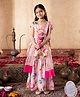 Pspeaches Pure Cotton Half Sleeves Floral Printed Coordinating Kurta & Sharara With Dupatta Set - Peach