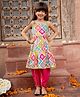 Pspeaches Silk Sleeveless Abstract Printed Gota Lace Embellished Kurta & Dhoti - Multi Colour