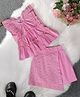 Pspeaches Cotton Sleeveless Schiffli Embroidered Top & Skort Set - Pink