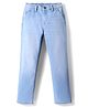 Primo Gino Cotton Elastane Woven Full Length Straight Fit Washed Denim  - Light Blue