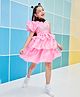 Barbie by Tiny Girl Sleeveless Brand Name Printed Dress With Bow - Light Pink