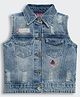 Barbie by Tiny Girl Mattel Featuring Sleeveless Barbie Character Printed Jacket - Light Blue