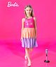 Barbie by Tiny Girl Typography Glitter Printed Colour Blocked Tiered Dress - Dark Pink