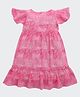 Barbie by Tiny Girl Cap Sleeves Typography Printed Dress - Pink