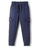 Pine Kids Cotton Elastane Woven Full Length Solid Color Trousers with Cargo Pocket - Navy Blue