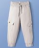 Pine Kids Cotton Elastane Woven Full Length Solid Color Trousers with Cargo Pocket - Beige