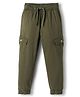 Pine Kids Cotton Elastane Woven Full Length Solid Color Trousers with Cargo Pocket - Olive Green