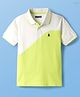 Pine Kids Cotton Knit Half Sleeves Cut & Sew Color Block Polo T-Shirt  - Neon Green