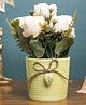 Voncasa Pink Rose Artificial Flowers With Light Green Pot