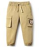 Bonfino Cotton Lycra Full Length Cargo Fit Trouser With Lion Embroidered Pockets - Beige