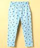 Evimo Single Jersey Knit Full Length Leggings With Floral Print - Light Blue