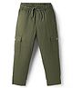Pine Kids Cotton Elastane Woven Full Length Solid Coloured Cargo Pant - Olive Green