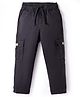 Pine Kids Cotton Elastane Woven Full Length Solid Coloured Cargo Pant - Black