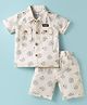 WOW Clothes Poplin Woven Half Sleeves Shirt & Shorts Co-Ord Set With Animal Print - Green