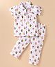 WOW Clothes Sinker Knit Half Sleeves Co-ords Night Suit with Hearts Print - Dark Pink & White