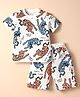 WOW Clothes Sinker Knit Half Sleeves Co-ord Shorts Night Suit With Tiger Print - Blue