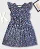 Tiara Cotton Spandex Cap Sleeves Hearts Printed Dress - Navy Blue