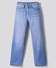 Primo Gino Cotton Elastane Woven Full Length Straight Fit Washed Denim  - Light Blue