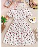 Bolly Lounge Cotton Blend Cold Shoulder Half Puffed Sleeves Cherries Printed Dress - White