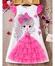 Bolly Lounge Cotton Blend Cap Sleeves Girl Printed Frill Detailed Dress - White