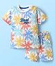 Babyhug Single Jersey Knit Half Sleeves T-shirt & Short Set With Tropical Theme Print - White