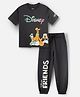 Nap Chief Pure Cotton Mickey & Friends Featuring Half Sleeves Characters Printed Tee & Coordinating Joggers Set - Dark Grey