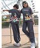 Nap Chief Cotton Knit Disney Mickey & Friends Featuring Half Sleeves Characters Printed Oversized Tee & Joggers Set - Dark Grey