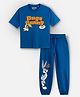 Nap Chief Cotton Bugs Bunny Be Cool Printed Half Sleeves Relaxed Fit T-Shirt And Joggers Set - Royal Blue