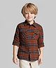 Primo Gino Cotton Viscose Woven Full Sleeves Checkered Shirt - Brown