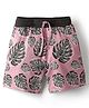 Evimo Single Jersey Knit Knee Length Shorts With Leaf Print - Pink