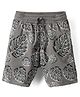 Evimo Single Jersey Knit Knee Length Shorts With Leaf Print - Light Grey