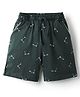 Fido Single Jersey Knit Knee Length Shorts With Tricycle Print - Dark Green