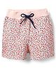 Evimo Single Jersey Knit Knee Length Shorts With Floral Print - Cream