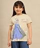 Kidsville Cotton Disney Frozen Featuring Half Sleeves Elsa & Anna Printed Tee - Beige