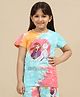 Kidsville Cotton Disney Frozen Featuring Half Sleeves Elsa & Anna Printed Tee - Blue Pink & Orange