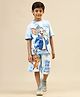 Kidsville Cotton Warner Bros Featuring Half Sleeves Tom & Jerry Printed Tee & Shorts Set - Blue & White