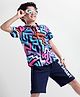 Ollington St. Cotton Printed Half Sleeves Shirt & Knit Shorts Set - Multicolor