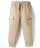 Pine Kids Cotton Woven Full Length Solid Color Trouser With Pockets - Beige