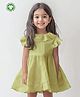 Kidbea Cotton Cap Sleeves Solid Dress - Green