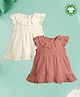 Kidbea Cotton Pack Of 2 Cap Sleeves Solid Dresses - White & Pink