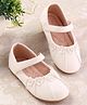 Cute Walk by Babyhug Velcro Closure Ballerina with Floral & Pearl Applique - White