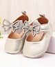 Babyoye Velcro Closure Solid Coloured Booties With Bow Applique - Silver