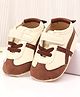 Babyoye Velcro Closure Colour Block Booties With Lace Detailing - Brown
