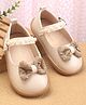 Babyoye Velcro Closure Ballerina With Bow Applique - Beige