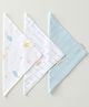 Aariro Organic Cotton Muslin Washcloth Under the Sea (3pcs) - White & Light Blue
