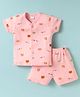 Tango Interlock Knit Half Sleeves Shorts Co-ord Set with Animal Print - Pink