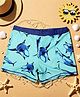 Yellow Bee Sharks Printed Shorts - Aqua Blue